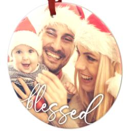 Thumbnail for Metallic Photo Ornament, Round Ceramic with Blessed design 2