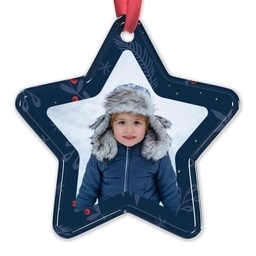 Acrylic Star Ornament with Blue Berry Laurels design