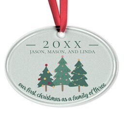 Acrylic Oval Ornament with Christmas Tree Family design