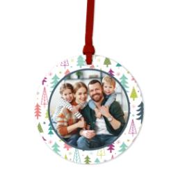 Thumbnail for Ceramic Round Photo Ornament with Colorful Christmas  design 1