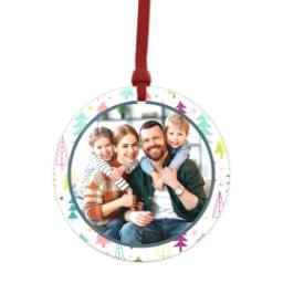 Thumbnail for Metallic Photo Ornament, Round Ceramic with Colorful Christmas  design 1