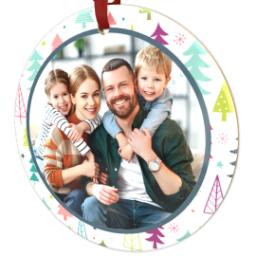 Thumbnail for Metallic Photo Ornament, Round Ceramic with Colorful Christmas  design 2