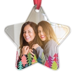 Acrylic Star Ornament with Colorful Christmas Forest design