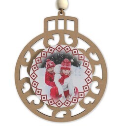 Beaded Wood & Acrylic Ornament with Festive Frame design