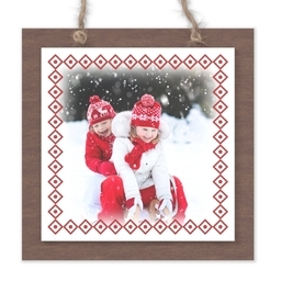 Wood & Acrylic Square Ornament with Festive Frame design