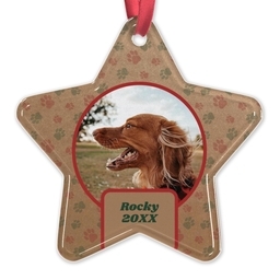 Acrylic Star Ornament with Festive Paws design