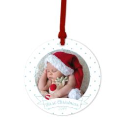 Thumbnail for Ceramic Round Photo Ornament with First Christmas design 1