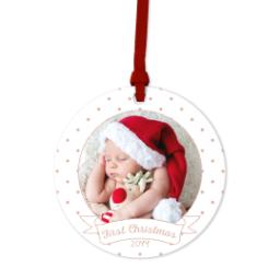 Thumbnail for Ceramic Round Photo Ornament with First Christmas design 2