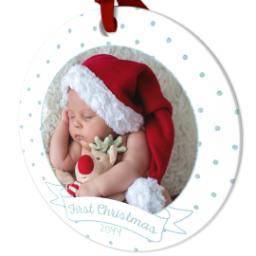 Thumbnail for Ceramic Round Photo Ornament with First Christmas design 3