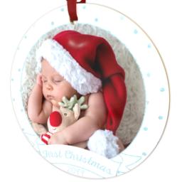 Thumbnail for Metallic Photo Ornament, Round Ceramic with First Christmas design 3