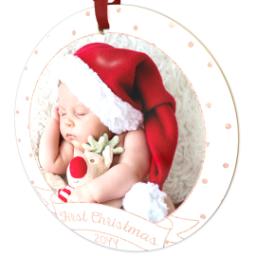 Thumbnail for Metallic Photo Ornament, Round Ceramic with First Christmas design 4