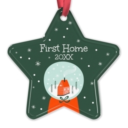 Acrylic Star Ornament with First Home Snow Globe design