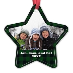 Acrylic Star Ornament with Green Plaid Frame design