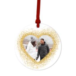 Thumbnail for Ceramic Round Photo Ornament with Holiday Heart design 1