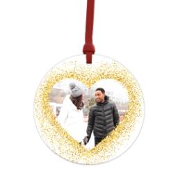 Thumbnail for Metallic Photo Ornament, Round Ceramic with Holiday Heart design 1