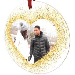 Thumbnail for Metallic Photo Ornament, Round Ceramic with Holiday Heart design 2