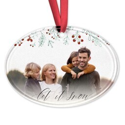 Acrylic Oval Ornament with Let It Snow design