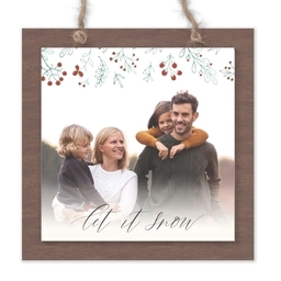 Wood & Acrylic Square Ornament with Let It Snow design