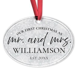 Acrylic Oval Ornament with Merry & Married design