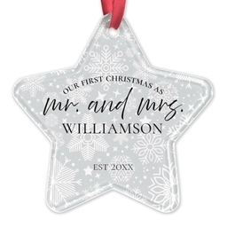 Acrylic Star Ornament with Merry & Married design