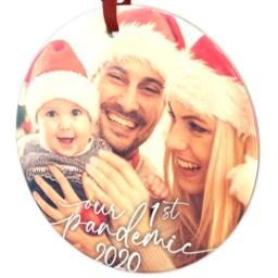 Thumbnail for Metallic Photo Ornament, Round Ceramic with Our 1st Pandemic design 2