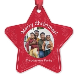 Acrylic Star Ornament with Red Laurels design