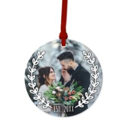 Thumbnail for Ceramic Round Photo Ornament with Simple Wreath design 1