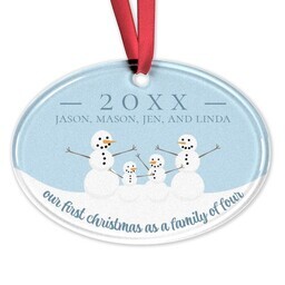 Acrylic Oval Ornament with Snow Family design