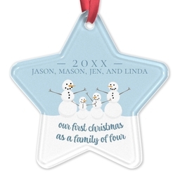 Acrylic Star Ornament with Snow Family design