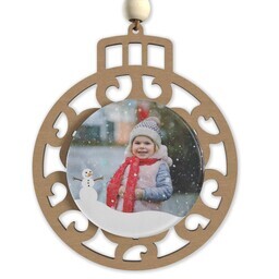 Beaded Wood & Acrylic Ornament with Snowman Frame design