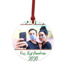 Thumbnail for Metallic Photo Ornament, Round Ceramic with Tree Pandemic design 1