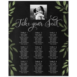 Poster, 16x20, Matte Photo Paper with Graceful Foliage Seating Chart design