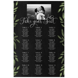 Poster, 24x36 with Graceful Foliage Seating Chart design