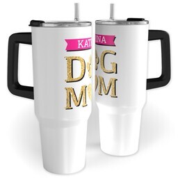 40oz Travel Tumbler with Dog Mom design