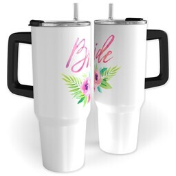 40oz Travel Tumbler with Floral Bride design