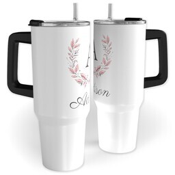 40oz Travel Tumbler with Floral Monogram design