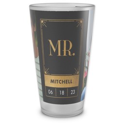 Personalized Pint Glass with Man And Wife Mr. design