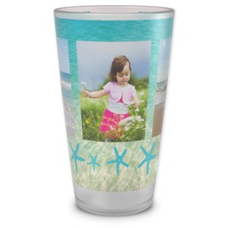 Personalized Pint Glass with Starfish Waves design