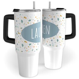 40oz Travel Tumbler with Neutral Terrazzo design