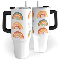 40oz Travel Tumbler with Rainbow Doodle design