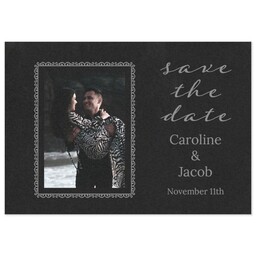 3.5x5 1 Hour Postcard with Art Deco Swirls Save The Date design