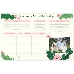 11"x17" Personalized Pad with Monthly Budget design