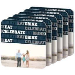Thumbnail for Photo Coasters, Set Of 6 with Eat Drink Celebrate design 2