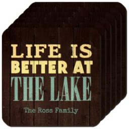 Thumbnail for Photo Coasters, Set Of 6 with Better at the Lake design 1