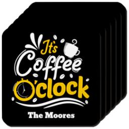 Thumbnail for Photo Coasters, Set Of 6 with Coffee O'Clock design 1