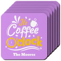 Thumbnail for Photo Coasters, Set Of 6 with Coffee O'Clock design 3