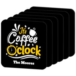 Thumbnail for Photo Coasters, Set Of 6 with Coffee O'Clock design 4