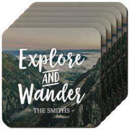 Thumbnail for Photo Coasters, Set Of 6 with Explore and Wander design 1
