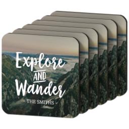 Thumbnail for Photo Coasters, Set Of 6 with Explore and Wander design 2