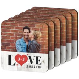 Thumbnail for Photo Coasters, Set Of 6 with Heart Arrow design 2